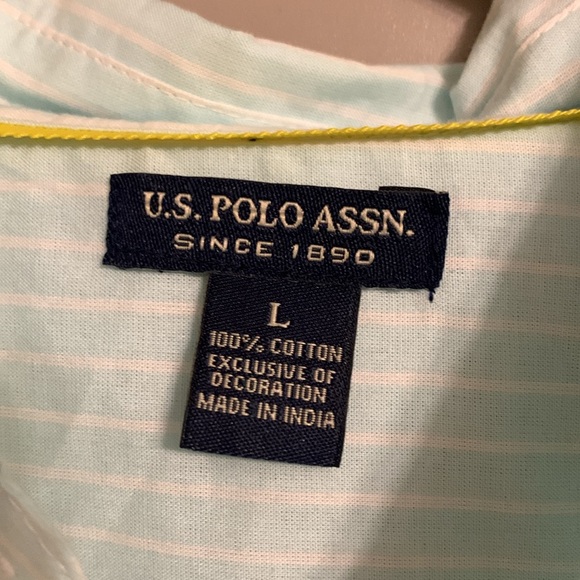 NWT US Polo Association Women’s Stripped Long Sleeve Button Down Shirt Sz Large - Picture 2 of 6